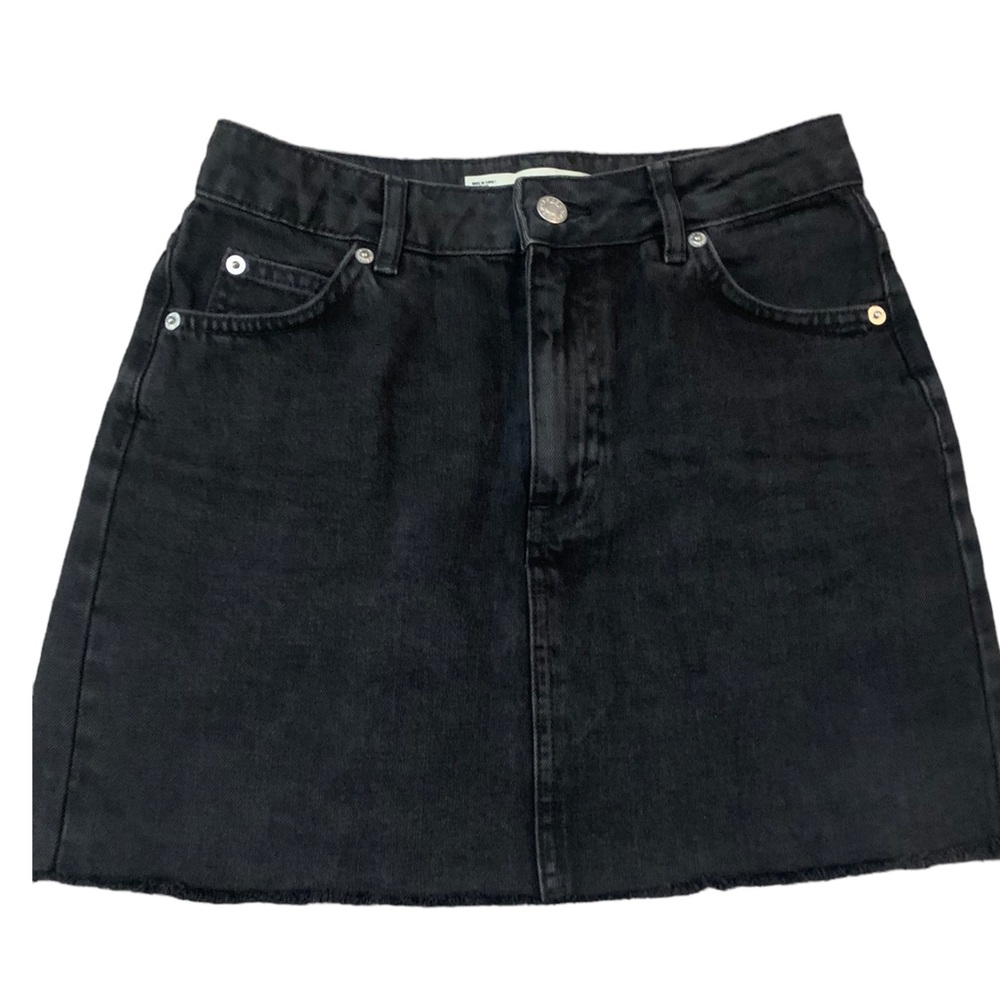 Zara Black Denim Moto Skirt